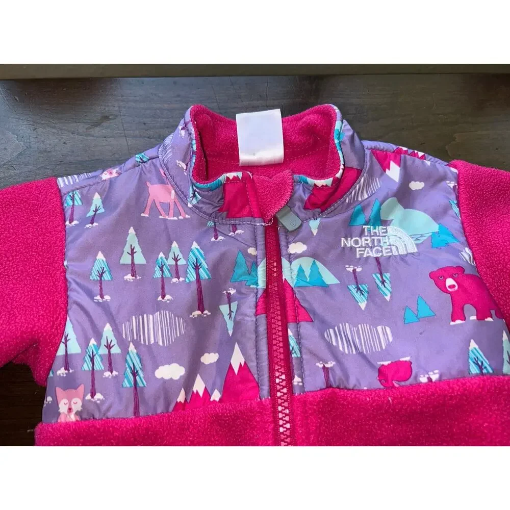 The North Face Infant 3-6 mon Denali Fleece Jacket pink forest animal print